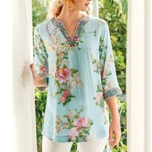 Soft Surroundings Floral Blue Top